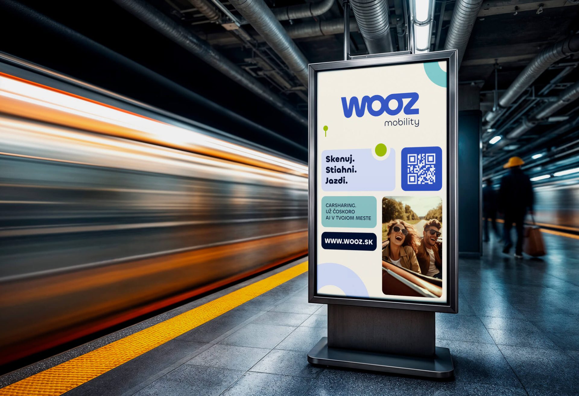 Citylight reklama s brandingom mobilnej aplikácie WOOZ mobility