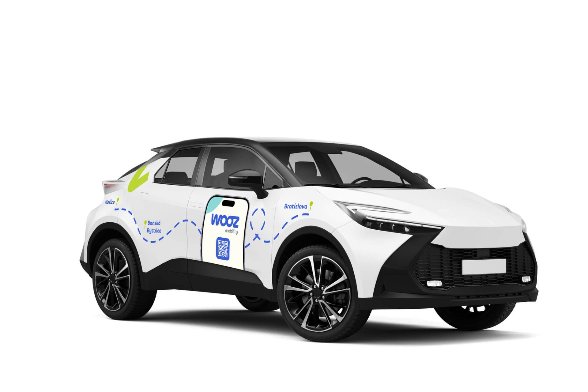 Polep auta s brandingom mobilnej aplikácie WOOZ mobility