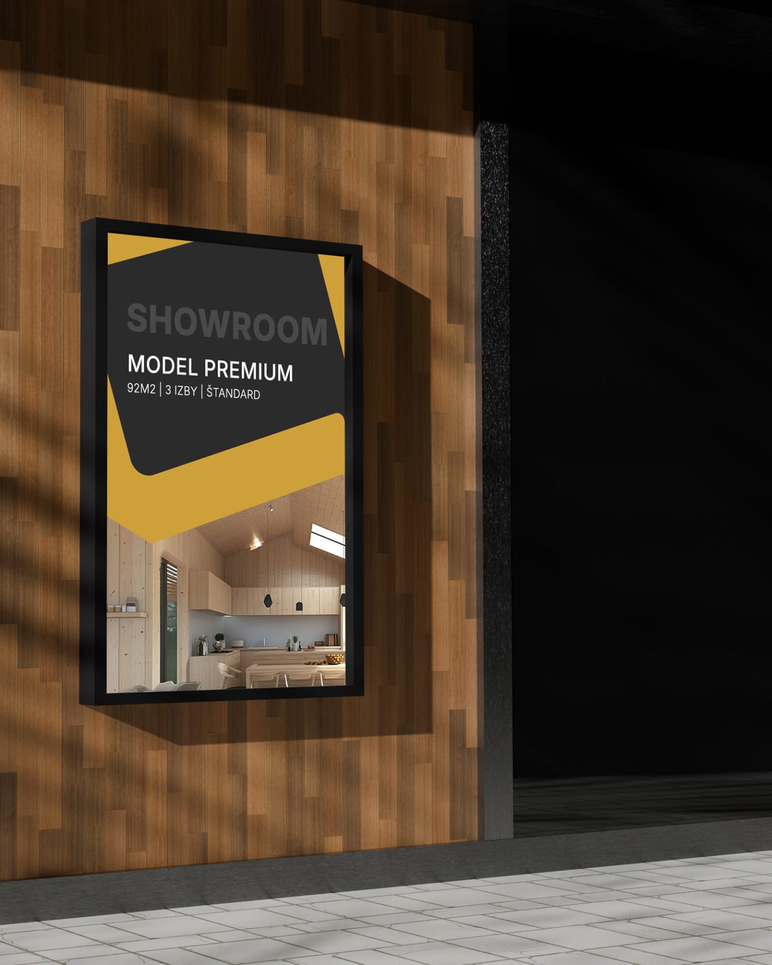 Reklamný panel showroomu MODULMAX – model Premium, 92 m²