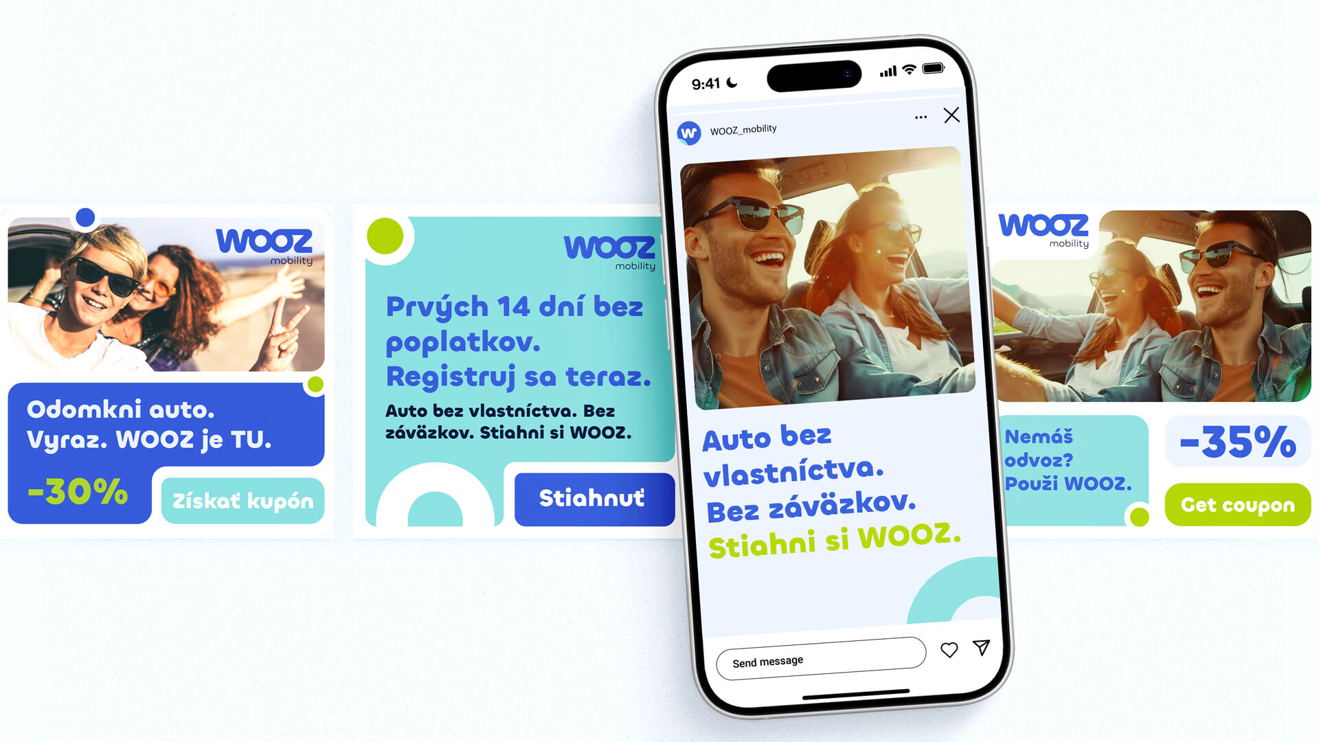 Branding sociálnych sietí mobilnej aplikácie WOOZ