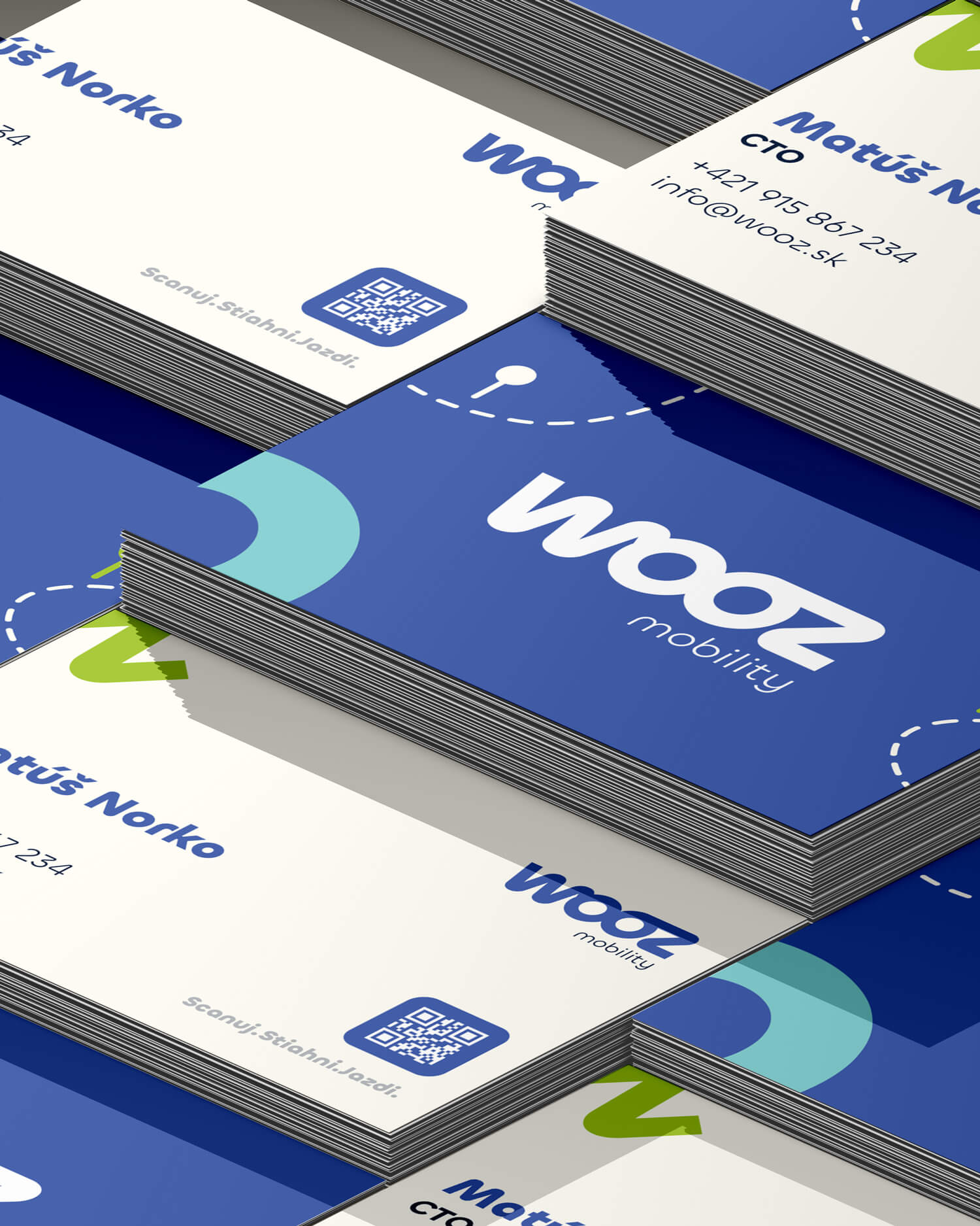 Návrh vizitiek pre mobilnú aplikáciu WOOZ — branding