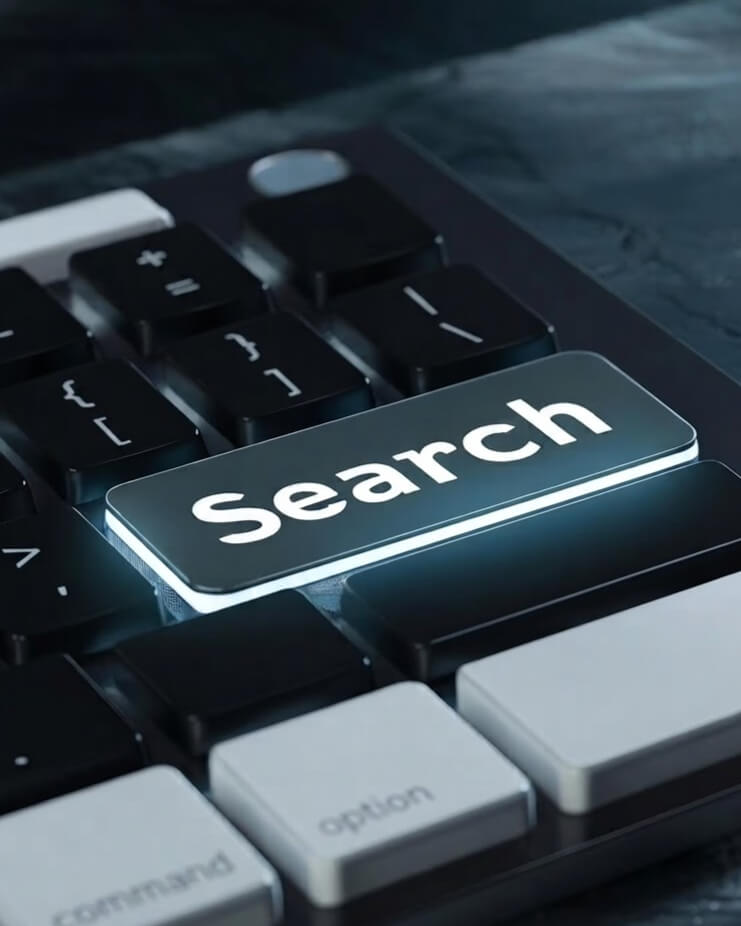 SEO &scaron;pecialista analyzuje d&aacute;ta z keyword research na monitore, modern&aacute; agent&uacute;ra s prirodzen&yacute;m svetlom
